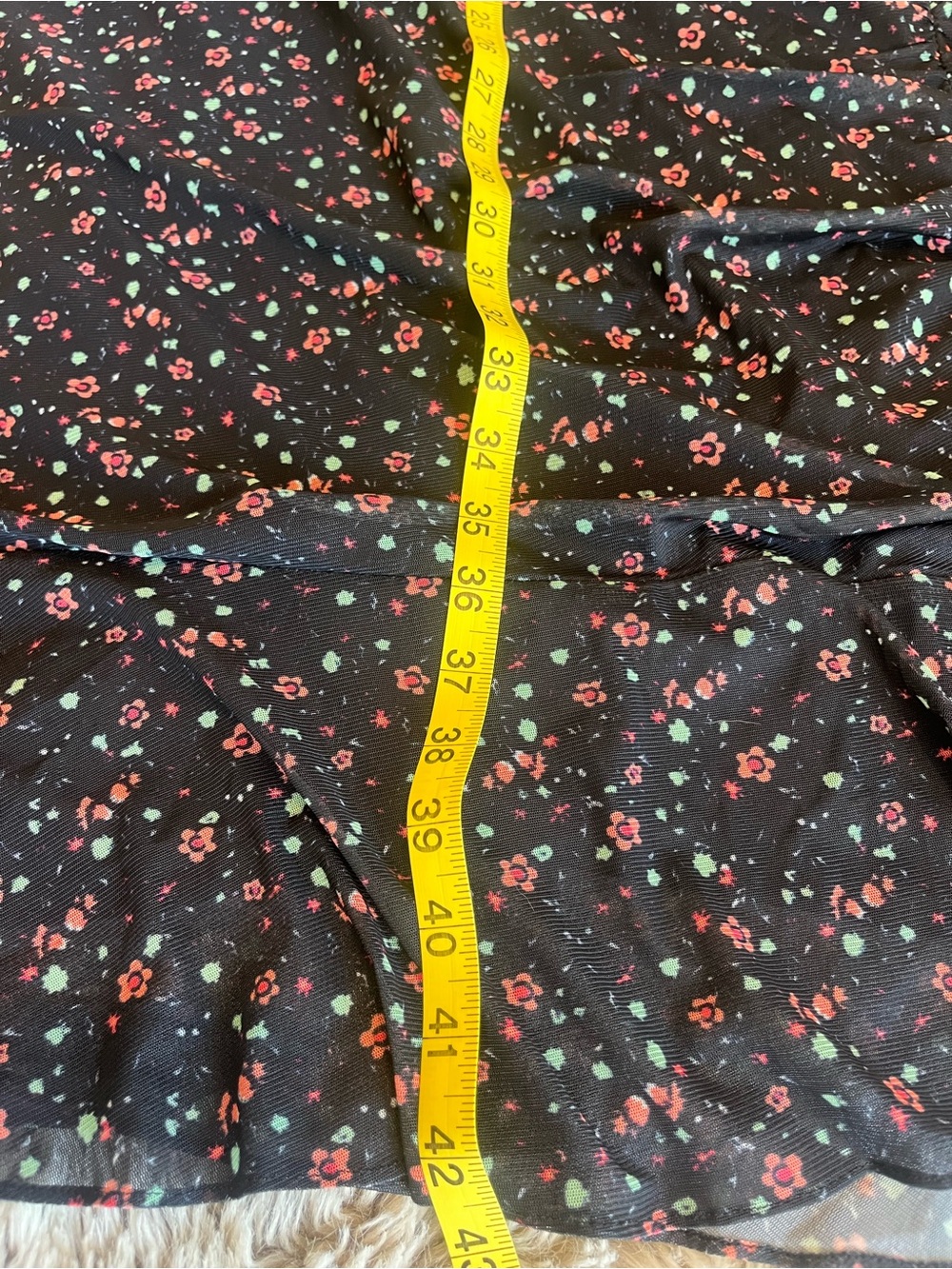 Sam Edelman Black Floral Midi Dress with Ruffle Sleeves 2X NWT - Picture 5 of 5